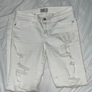 Abercrombie Low Rise Super Skinny White Jeans
